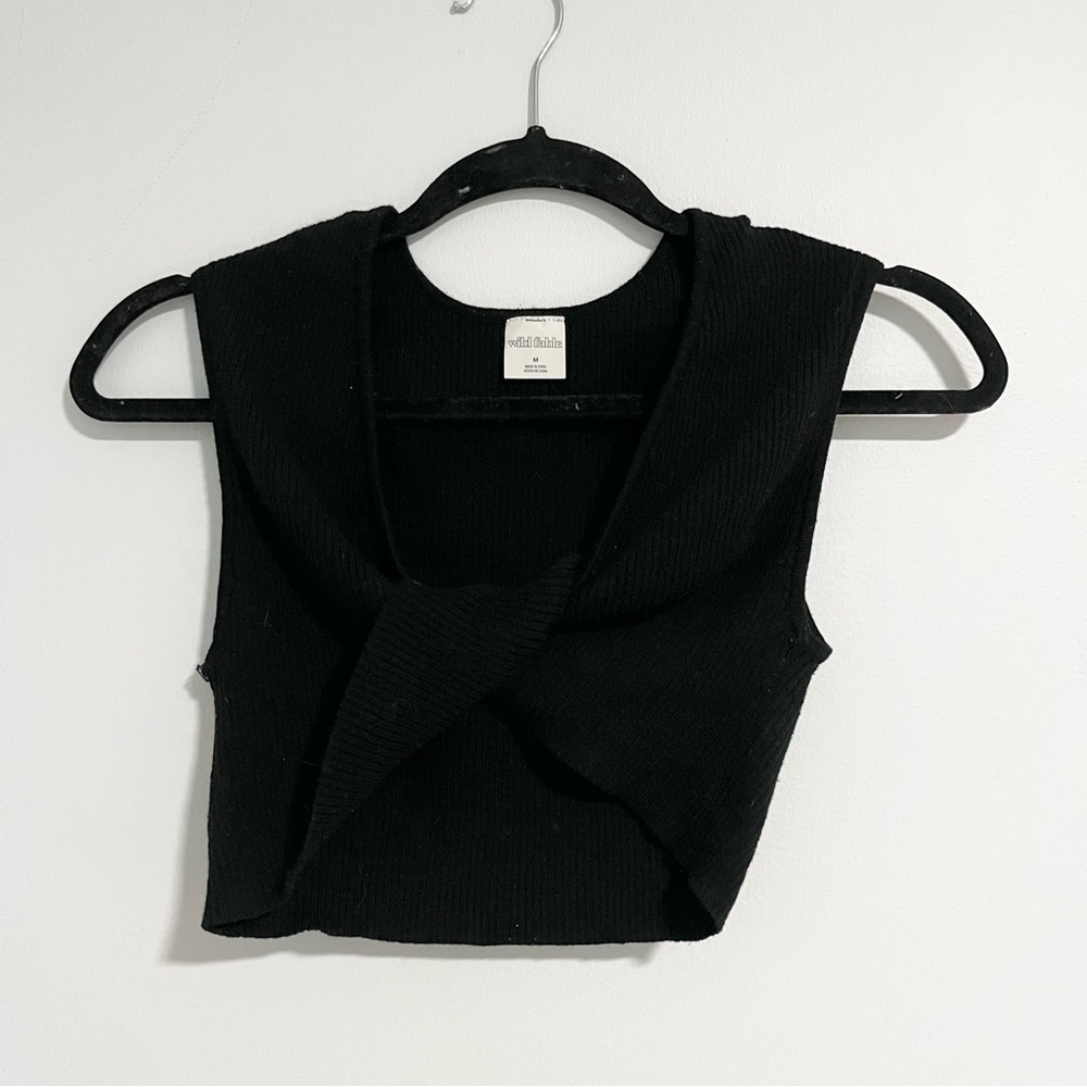 Wild Fable Black Twist Front Knit Cropped Tank Top